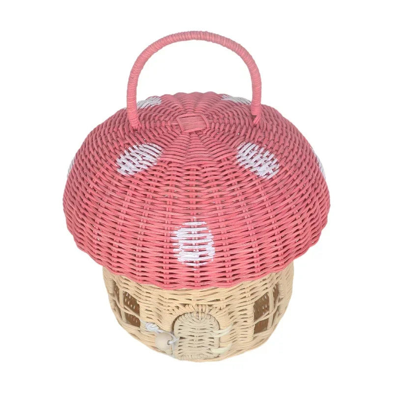 Rattan Woven Mushroom Basket Summer Portable - Image 13
