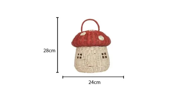 Rattan Woven Mushroom Basket Summer Portable - Image 21