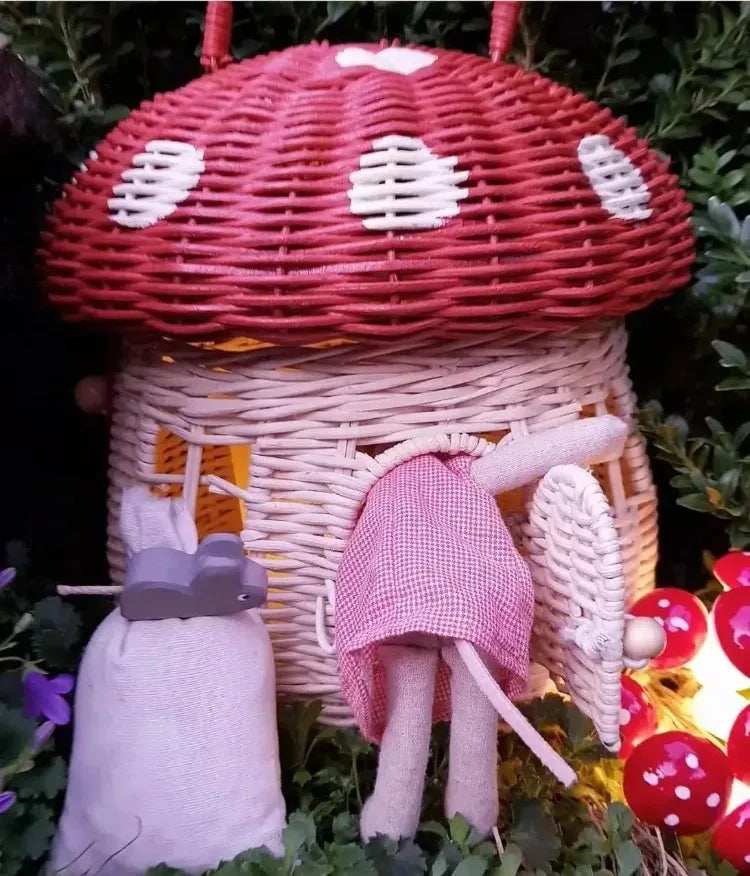 Rattan Woven Mushroom Basket Summer Portable - Image 23