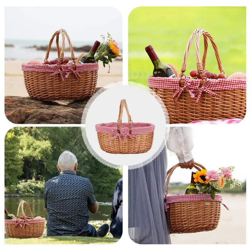 Wicker Picnic Basket with Double Folding Handles - Image 5