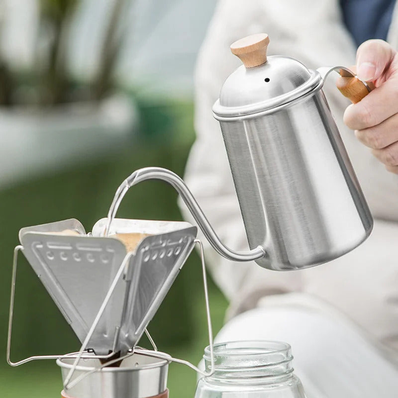 Stainless Steel Outdoor Hand Brewed Coffee Pot Set for Camping Leisure Hand Ground Coffee Tea Making Kit - Image 4