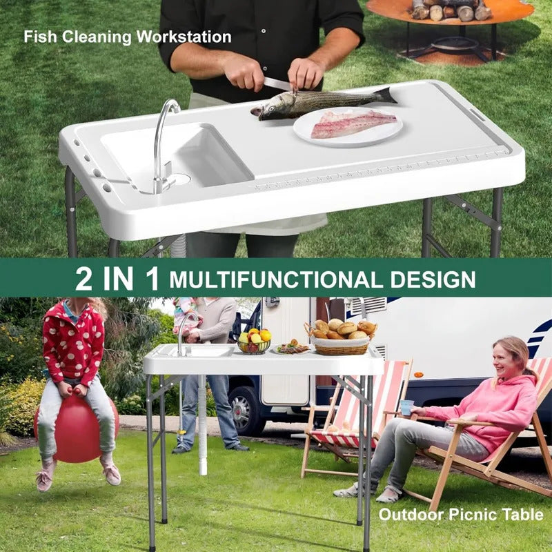 42.5 inch Folding Camping Table with Sink  with Hose Hoo - Image 4