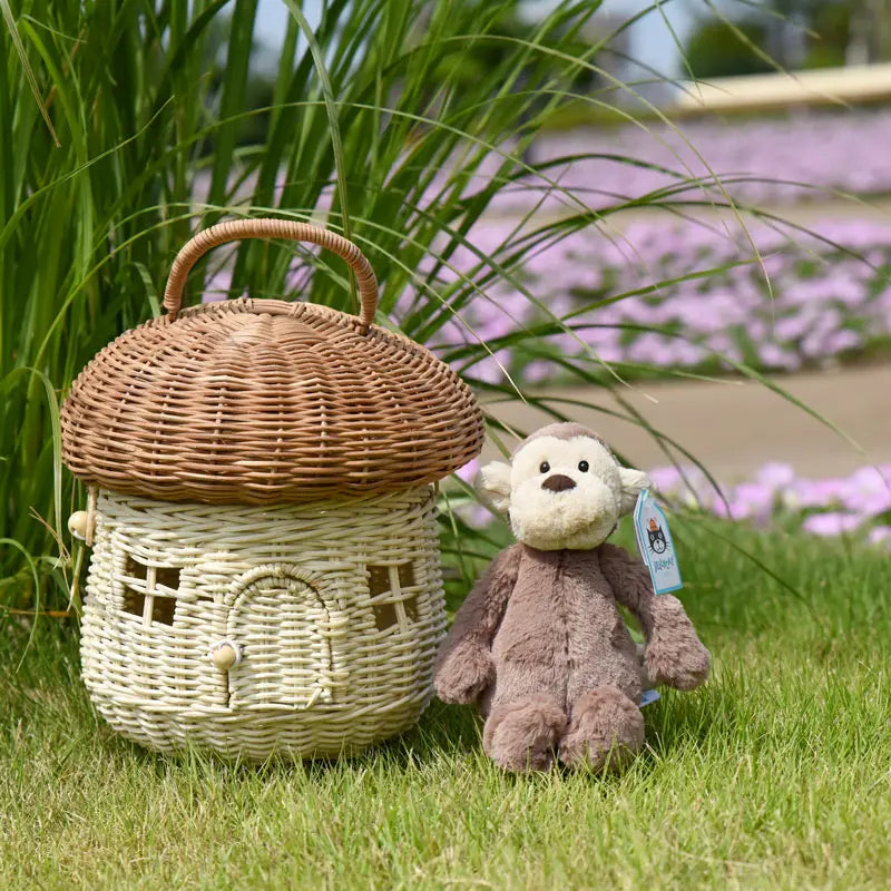 Rattan Woven Mushroom Basket Summer Portable - Image 3