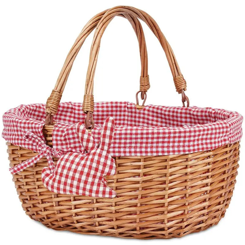 Wicker Picnic Basket with Double Folding Handles - Image 1