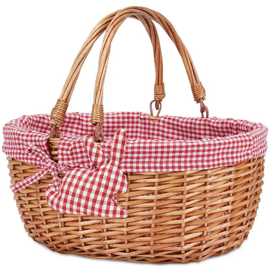 Wicker Picnic Basket with Double Folding Handles - Image 1