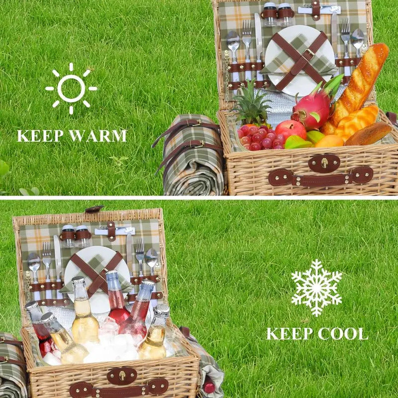 Picnic Basket for 2 with Blanket with Shoulder StrapampWine Pouch - Image 5