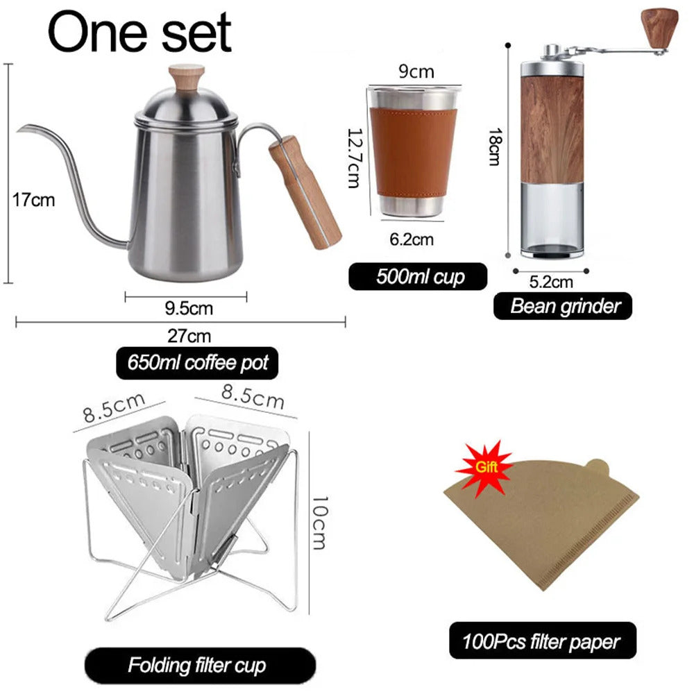 Stainless Steel Outdoor Hand Brewed Coffee Pot Set for Camping Leisure Hand Ground Coffee Tea Making Kit - Image 24