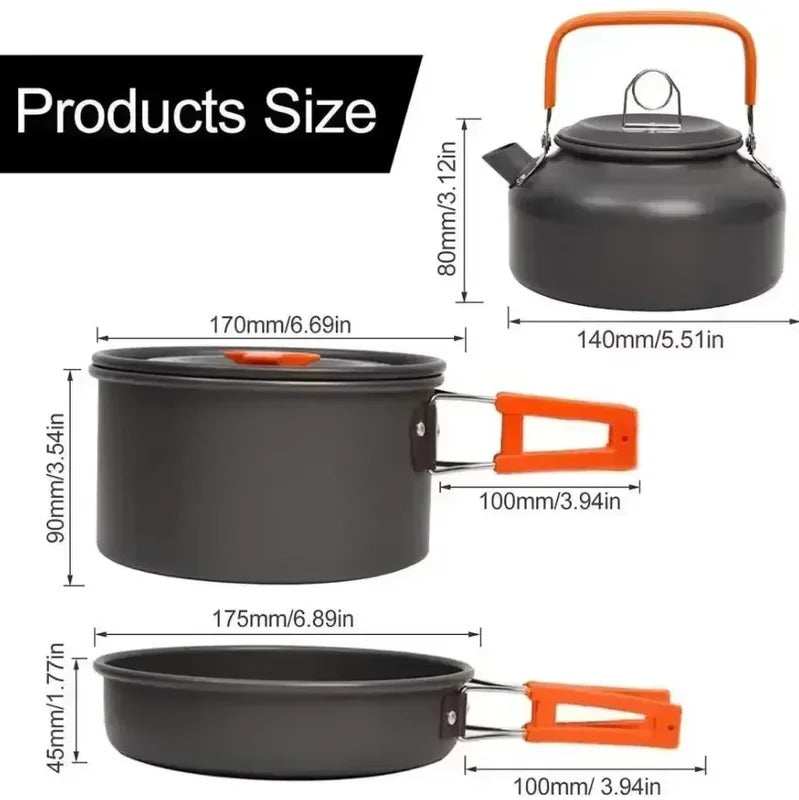 Camping Cookware Set Aluminum Nonstick Portable Outdoor Tablewar - Image 5