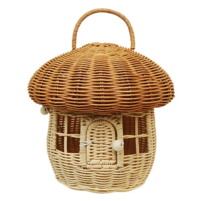 Rattan Woven Mushroom Basket Summer Portable - Image 11