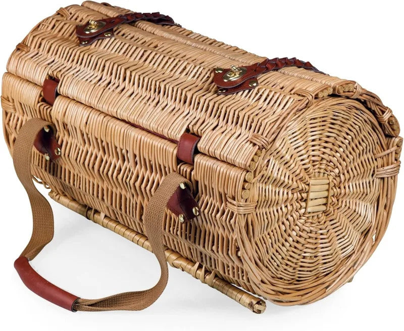 Romantic English-Style Rounded Wooden Wicker Picnic Basket for 2 - Image 5
