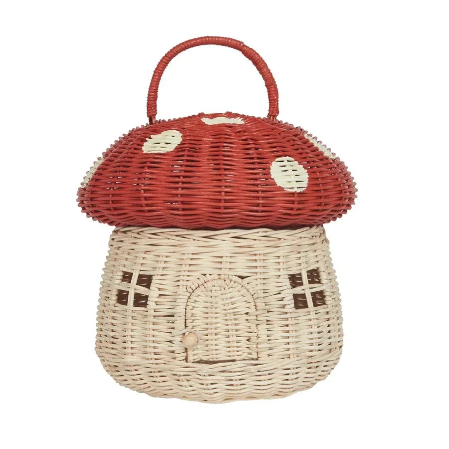Rattan Woven Mushroom Basket Summer Portable - Image 12