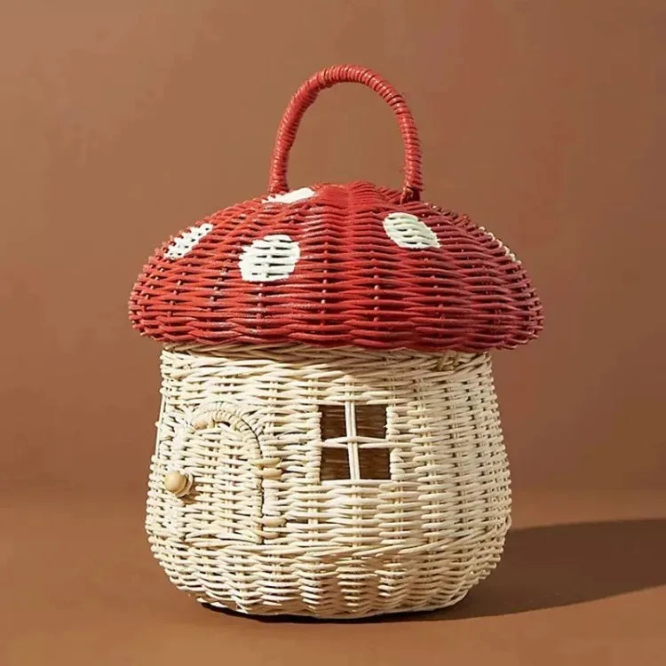 Rattan Woven Mushroom Basket Summer Portable - Image 18