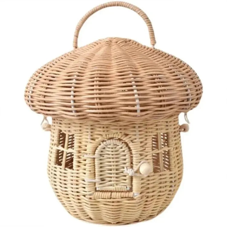 Rattan Woven Mushroom Basket Summer Portable - Image 25