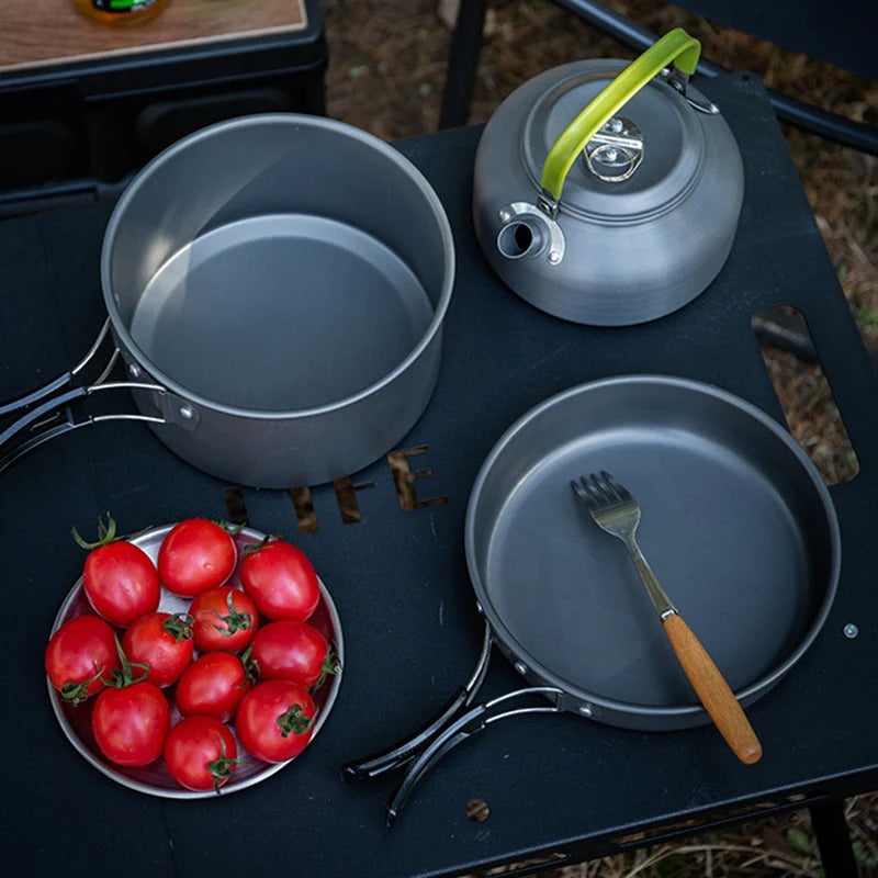 3PCS Camping Cookware Set Pot Pan Kettle Set - Image 4