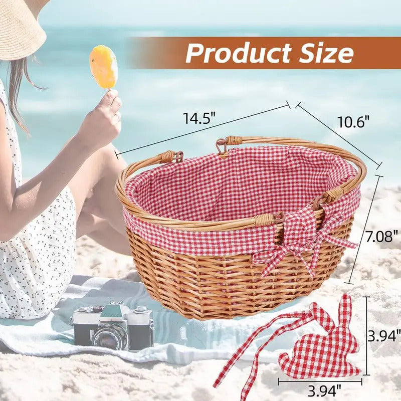 Wicker Picnic Basket with Double Folding Handles - Image 3