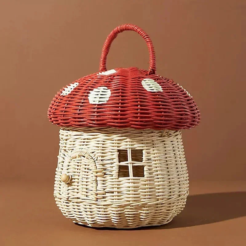Rattan Woven Mushroom Basket Summer Portable - Image 9