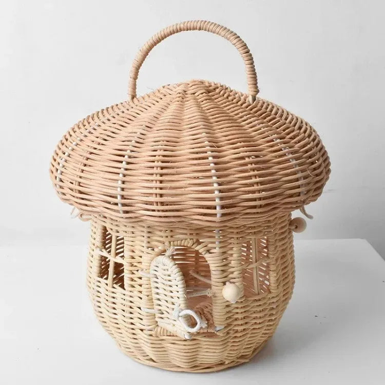 Rattan Woven Mushroom Basket Summer Portable - Image 27