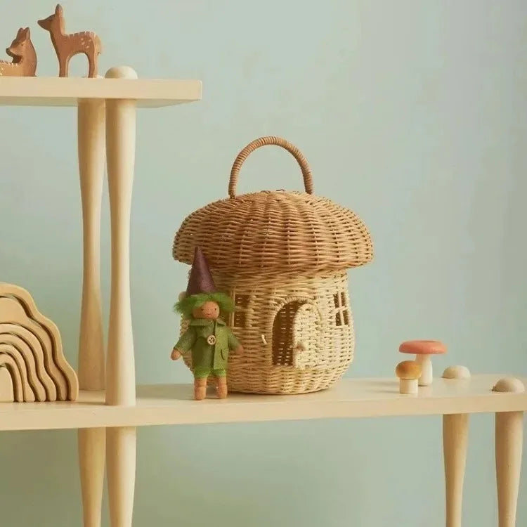 Rattan Woven Mushroom Basket Summer Portable - Image 5