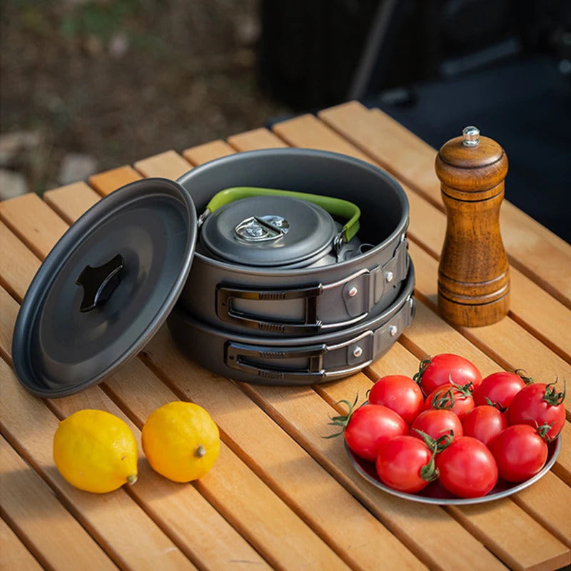 3PCS Camping Cookware Set Pot Pan Kettle Set - Image 2