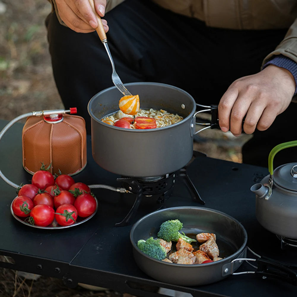 3PCS Camping Cookware Set Pot Pan Kettle Set - Image 8
