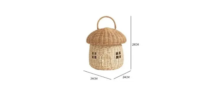 Rattan Woven Mushroom Basket Summer Portable - Image 20