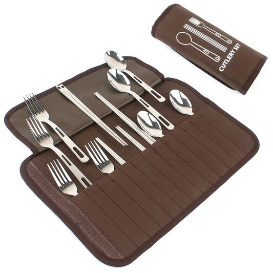 Travel Picnic Spoon Fork Chopsticks  Camping Cutlery Set - Image 1