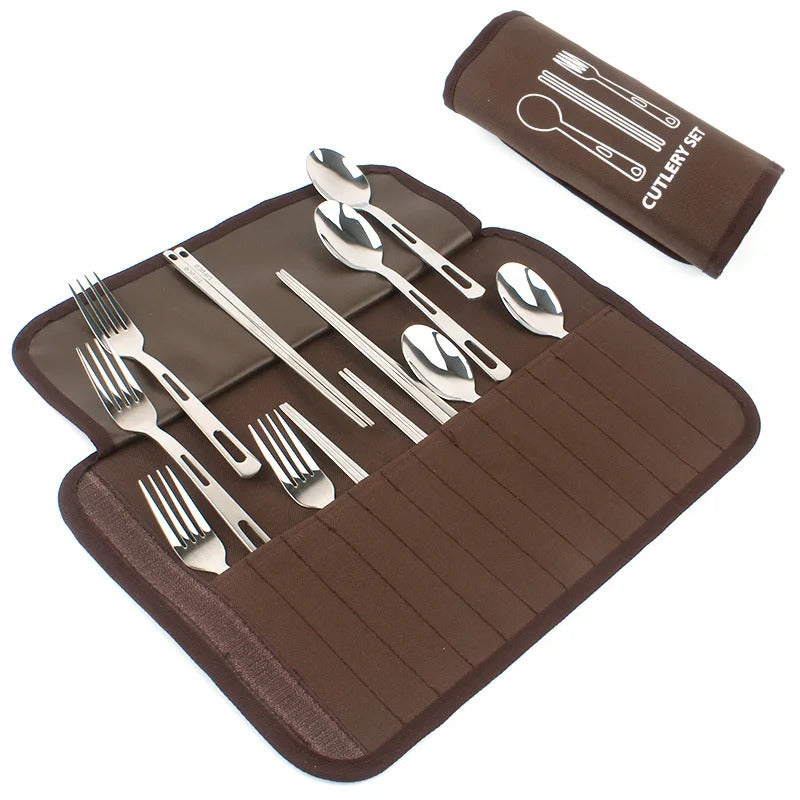 Travel Picnic Spoon Fork Chopsticks  Camping Cutlery Set - Image 7