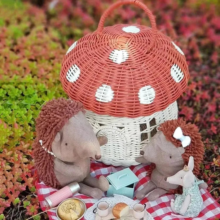 Rattan Woven Mushroom Basket Summer Portable - Image 24